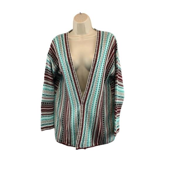 VTG Myan Womens Cardigan Sweater Size Medium Long Sleeve Open Front Striped - Picture 1 of 8